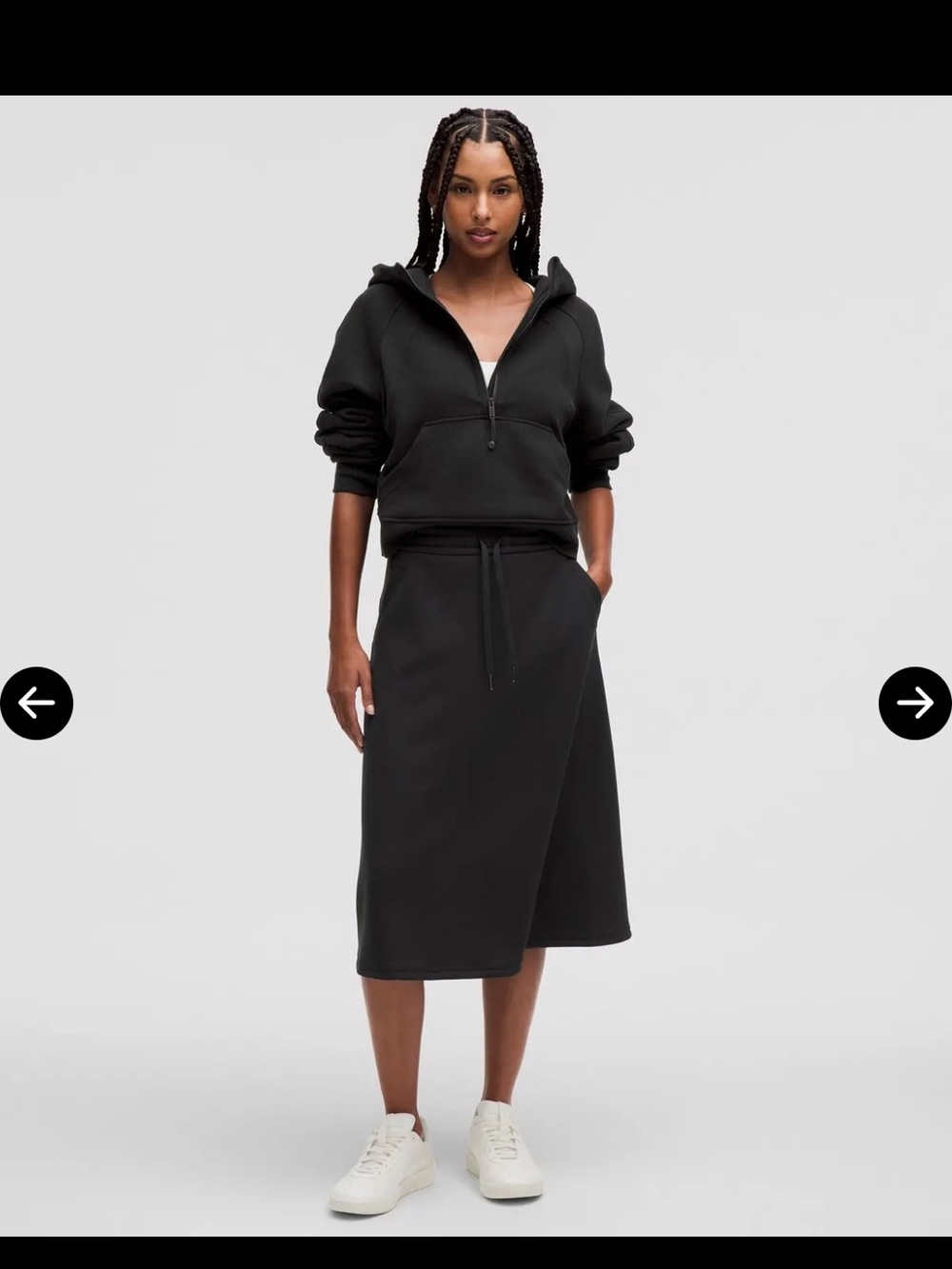 Lululemon Modal-Blend High-Rise A-
Line Midi Skirt Black. Size S. NWT